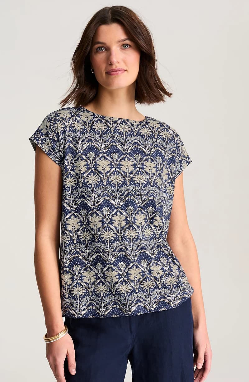 Boat-Neck Buttoned-Back Tee
