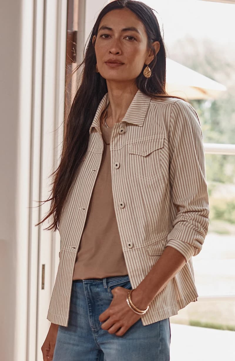 Button-Front Peplum Jacket