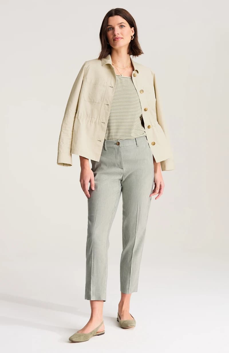 Curvy Fit Linen-Stretch Slim-Leg Pants