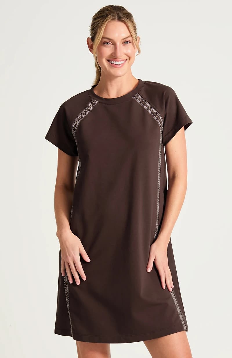 Fit Embroidered Seamed Dress